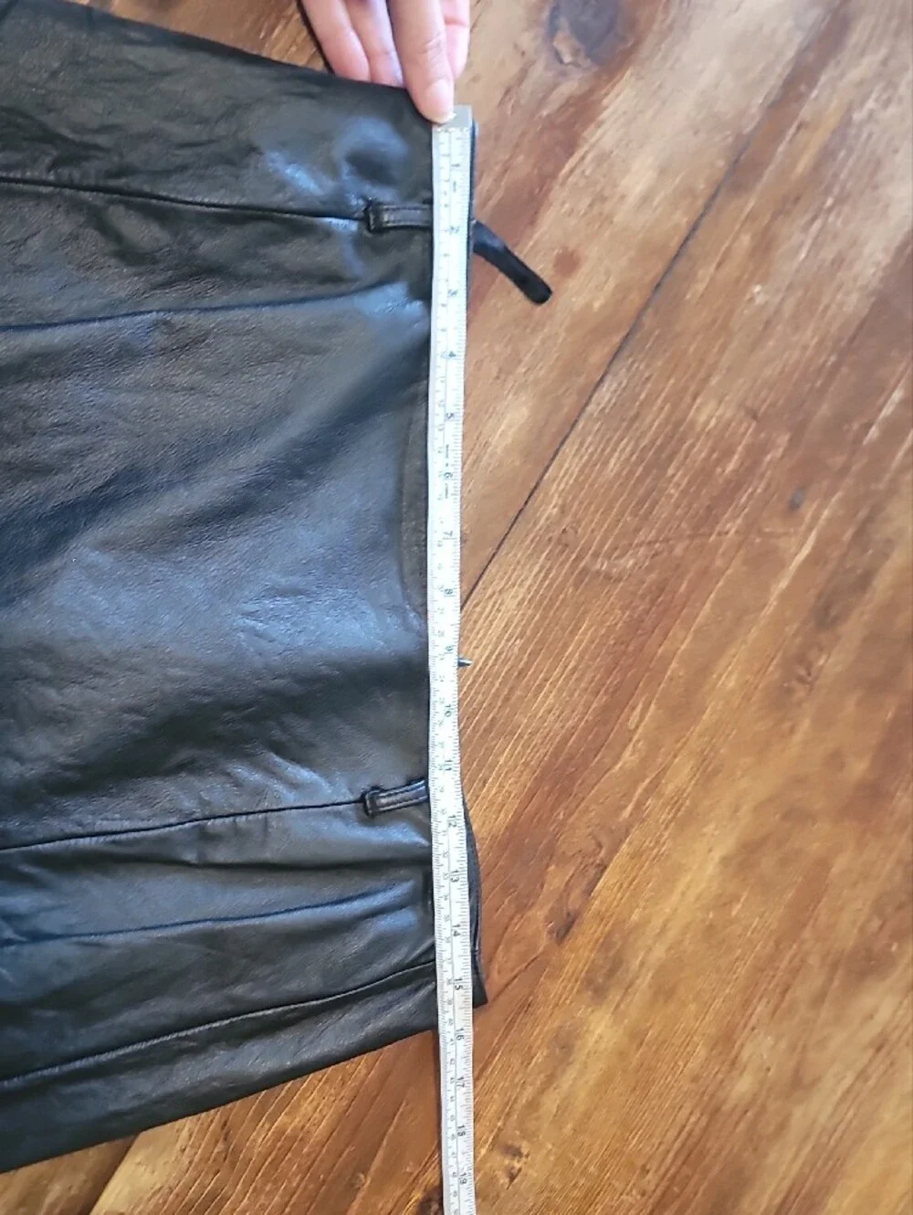LOFT Black Leather Pencil Skirt with Front Slit